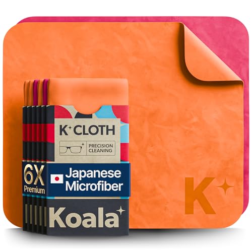 Koala Lens Cleaning Cloth | Japanese Microfiber | Pink & Orange (Pack of 6) - color: Pink / Orange, size: 6 Pack