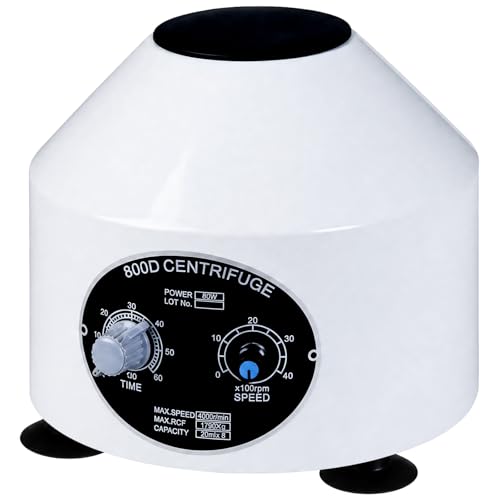 Durable Benchtop Lab Centrifuge Machine, 0-4000RPM Adjustable Speed & 0-60min Timer, 6×20ml Tubes Low Noise Desktop Centrifuge