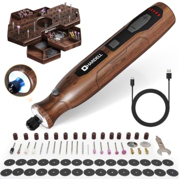HARDELL Mini Cordless Rotary Tool,5-Speed 5000-18000RPM 2000mAh LED Light - color: Brown Pro