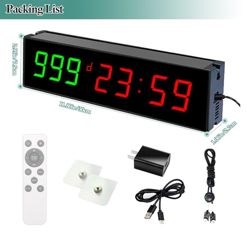 Digital Days Countdown Timer Clock,Retirement Countdown Calendar up to 999 Days,Count Timing Up Stopwatch,LED Wall Clock with Remote control for Wedding Birthday Event Sports Vacation Examination