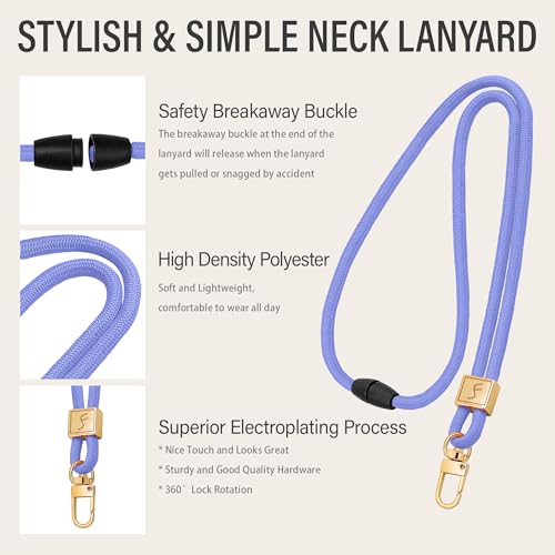 Fishent Lanyard, Cute Neck Lanyards for Keys ID Badges Holder, Keychain Key Teacher Lanyard with Safety Breakaway Buckle for Women Men, Lavender - color: Lavender