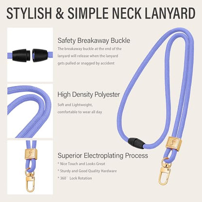 Fishent Lanyard, Cute Neck Lanyards for Keys ID Badges Holder, Keychain Key Teacher Lanyard with Safety Breakaway Buckle for Women Men, Lavender - color: Lavender