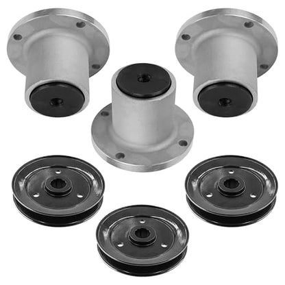 Caltric 54in Deck Spindle and Pulley Compatible with Hustler FasTrak SD / Z4 / Trimstar/FasTrak/Super Mini Z HT/Mini Z 783506 786889 Qty 3