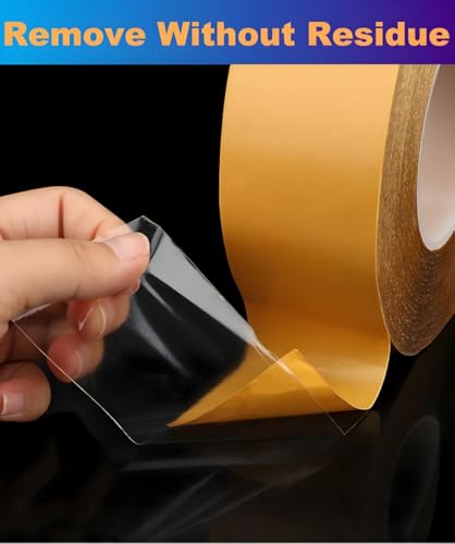 Super Thin Double Sided Adhesive Tape 1Inch x 66Feet Transparent Sticky Tape for Making DIY Crafts, Paste Photo, Scrapbook, Gift Wrap, Rug Fixed, Woodworker, Fashion Clothing, Wall Decor, Cat Training - size: 1 inch x 66 feet