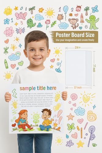 Reusable & Durable Plastic Trifold Board 24" x 16" - 5 Pack is Esay to Paint, Erase and Stick imagens. This Posterboard is Perfect for School Projects & Presentations.