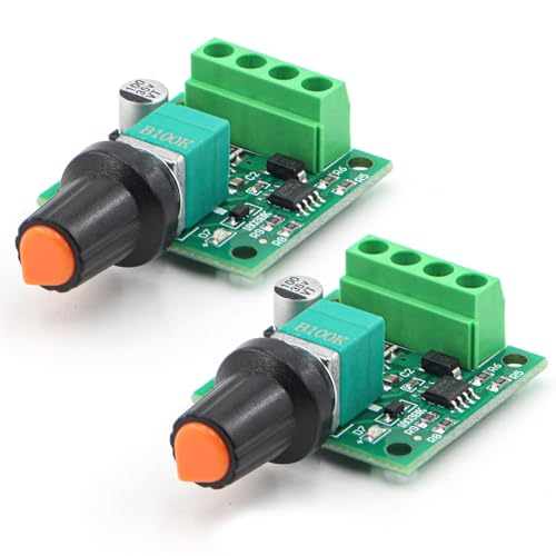 RioRand Ver.2.0 Premium PWM DC Motor Speed Controller 1803BK | 1.8V-12V Max 15V 2A with Self-Recovery Fuse & On/Off Switch for DIY Electronics Low Voltage LED Dimming 2PCS