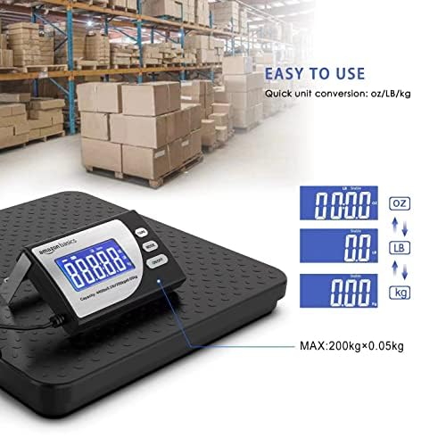 Amazon Basics Digital Shipping Postal Scale with Tare Function, Heavy Duty Weighing Platform, 660 lb Capacity, 1 Ounce Readability, Portable, Black - size: 660 lb