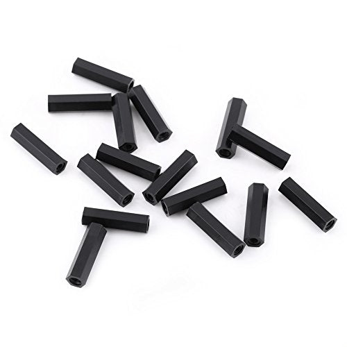 BORDSTRACT 100Pcs M3x18 Black Nylon Spacers - size: M3x18