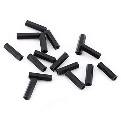 BORDSTRACT 100Pcs M3x18 Black Nylon Spacers - size: M3x18