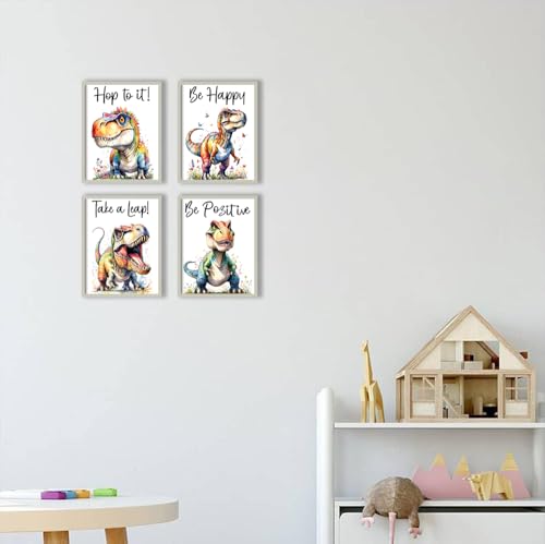 Watercolor Inspirational Dinosaur Poster Floral Animal Art Print 8X10Inch - color: 8x10inch (Unframed)n