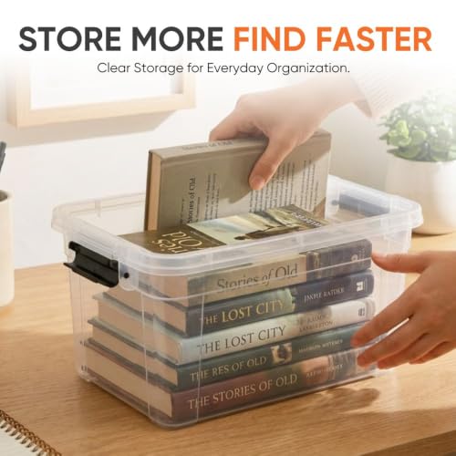 Superio Mini Deep Storage Organizer Bin with Lid X-Deep Small Clear Storage Box with Latch for Home, Kitchen, Garage- Store Toys, Food, Supplies, and Hair Accessories (2.5 Quart) - size: 8" x 5.5" x 5"