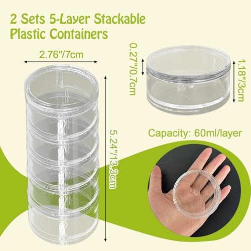 Luomorgo Stackable Clear Plastic Containers, 60ML, 5-Layer, 2 Sets - size: 60ML