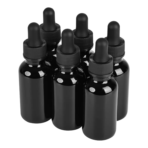 NOOEEISS 6 Pcs, 1oz Dropper Bottle, Black Glass Eye Dropper Bottle,Tincture Bottles with Dropper, Leak-Proof Design, Stronger Suction, for All Kinds of Mixed Liquids - color: Black, size: 1oz-6Pack