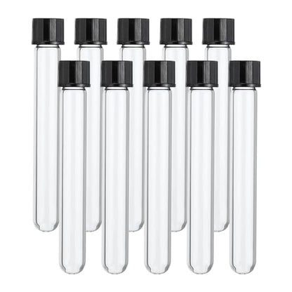 PATIKIL 8ml Test Tubes, 10pcs 3.94x0.51in Glass Clear Round Bottom Test Tube Containers with Plastic Cap for Bead Party Candy Bath Salt Storage Scientific Experiment Plant Propagation - size: 8ml