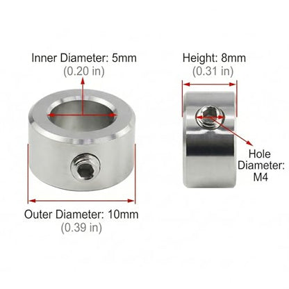 2PACK 304 Stainless Steel Shaft Collars 16mm Bore with Screws for 3D Printer - size: 16mm