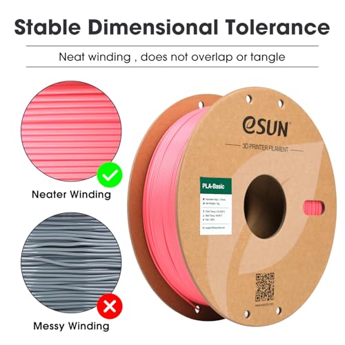 eSUN PLA Basic Filament 1.75mm, 3D Printer Filament High Speed PLA for Fast Printing, 1KG Spool (2.2 LBS) 3D Printing Filament for High Speed 3D Printers, Pink - color: Pink, size: 1KG