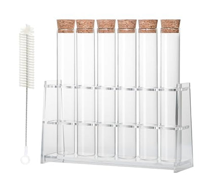 6pcs 100ml Glass Test Tube with Cap Match Rack - 7.87" Tall 1.18" Diameter - size: 30 x 200mm
