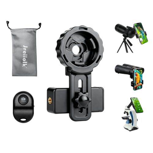 New Universal Binocular Phone Adapter - 360° Rotation & Clip Lock, High-Strength Clamp Fits 16-50mm Eyepieces for Birdwatching/Telescope/Microscope/Spotting Scope (Wireless Shutter)