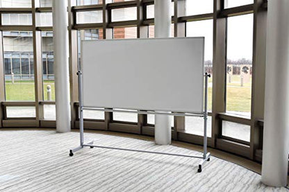 LUXOR 72"W x 48"H Double-Sided Magnetic Whiteboard - size: 75"W x 72"H
