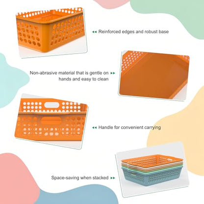 6 Pack Stackable Paper Baskets, 13.8x10.6x3.1in Turn In Trays for Classroom - color: Morandi