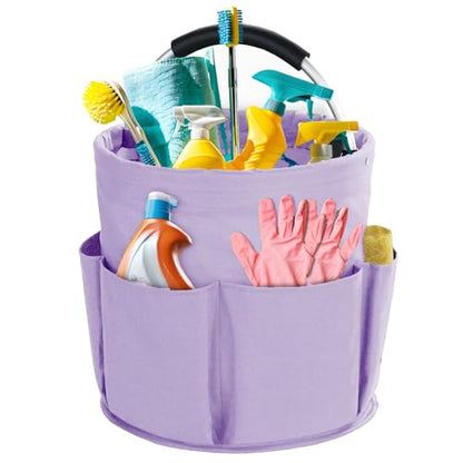 Cleaning Caddy with Handle, Cleaning Supplies Organizer Collapsible Bucket - color: Purple