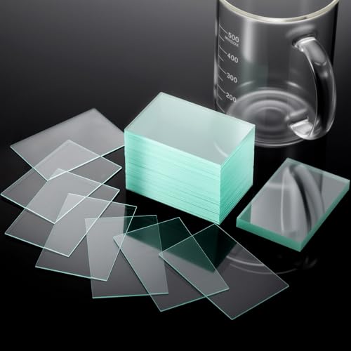 Sosation 200 Pcs Pre-Cleaned Glass Microscope Slides 75 x 50 mm/3" x 2" High-Transparency Microscope Slides for School Laboratories Professional Biological Observation
