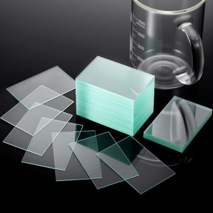 Sosation 200 Pcs Pre-Cleaned Glass Microscope Slides 75 x 50 mm/3" x 2" High-Transparency Microscope Slides for School Laboratories Professional Biological Observation