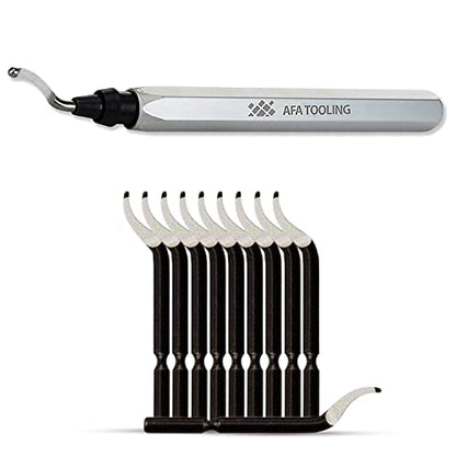 AFA Tooling BK3010 Deburring Tool, Silver CNC Anodized Aluminum Handle - style: 11 BK3010 Blades