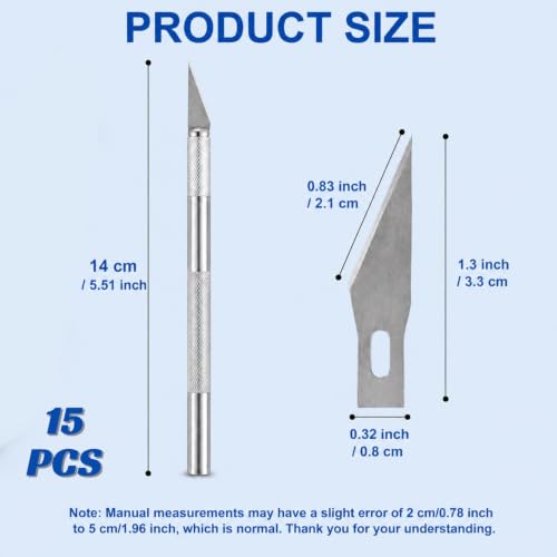 15 Pack Exacto Knife Set, Hobby Knife, Silver