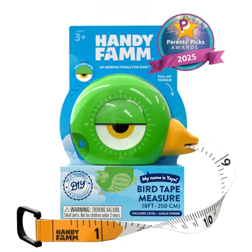 Handy Famm Kids Tape Measure, 8ft Retractable Measuring Tape, Green Yaya - color: Green