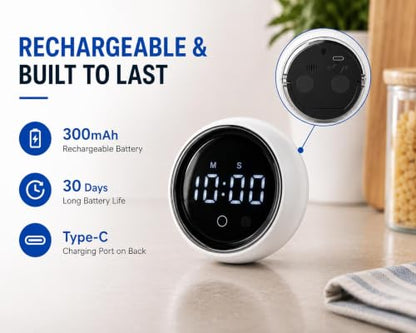 DLUCK Digital Rotating Magnetic Kitchen Timer with Voice Control