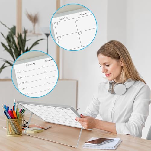 ONAVIA Desktop Weekly Calendar Whiteboard with Stand,16x12 Dry Erase Board - size: 16"W x 12"H