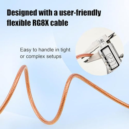 RG8X BNC Extension Cable, Low Loss BNC Male to BNC Male Coaxial Cable, 50 Ohm Flexible Coax Jumper with Dual-Layer Strain Relief for CCTV Security Camera, RF Antennas, Oscilloscope 75FT - size: 75FT