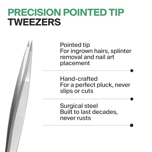 GERMANIKURE Pointed Tweezers, Precision German Steel, No Case - style: No Sleeve