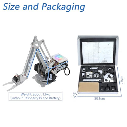 Freenove Robot Arm Kit for Raspberry Pi, High Accuracy, Stepper Motor, Metal Structure, Clamping Mode, Drawing Mode, Record and Replay, App Control (Raspberry Pi NOT Included)