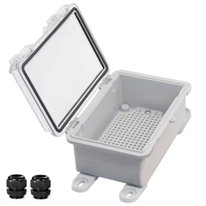 Waterproof Electrical Box Dustproof Junction Box Weatherproof IP67 ABS Plastic Enclosure Switch Router Project Box with Mounting Plate with Wall Bracket 2 Cable Glands Clear 5.9"x3.9"x2.8" - color: Clear, size: 5.9" x 3.9" x 2.8" 1pc