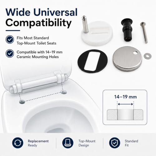 2 Sets Toilet Seat Fixing Screws and Hinges for Top Mount - size: 55mm/2.17inch