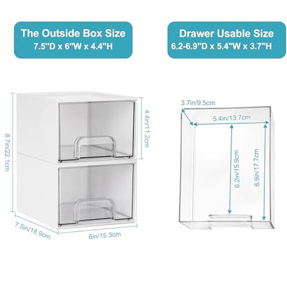 Vtopmart 4 Pack Small Stackable Storage Drawers, White - style: Small-4pack-White