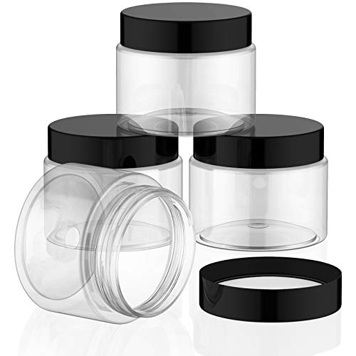 Patelai 4 Pcs Plastic Jars with Lids, Black, 2 oz, Wide Mouth - color: Black, size: 2 oz