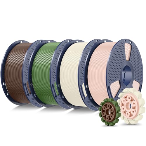 SUNLU PLA+2.0 3D Printer Filament, Multicolor, 4-Pack (4KG) - color: 1kg*4 Bone White+beige+coffee Brown+olive Green, size: 4kg