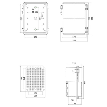 Outdoor Waterproof Electrical Box Junction Box Weatherproof IP67 ABS Plastic Enclosure Switch Router Project Box Electronics Enclosure with Mounting Plate Wall Bracket Grey 8.7"x6.7"x4.3" - color: Grey, size: 8.7" x 6.7" x 4.3"