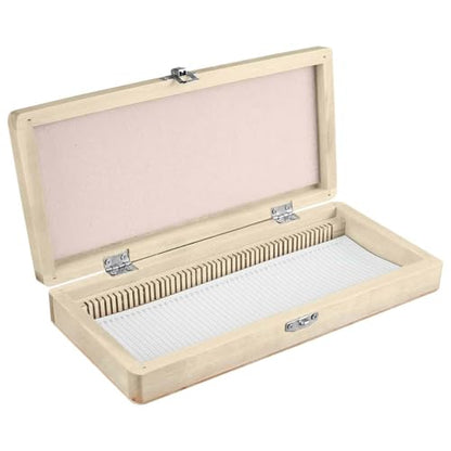 Wooden Microscope Slide Storage Box for 50 Slides Durable Specimen Storage Cabinet with Iron Lock