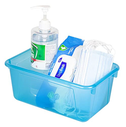 Storex Small Cubby Bin, 12.2 x 7.8 x 5.1 Inches, Candy Teal, 5-Pack (62480U05C) - color: Tint Teal, style: Bin Only
