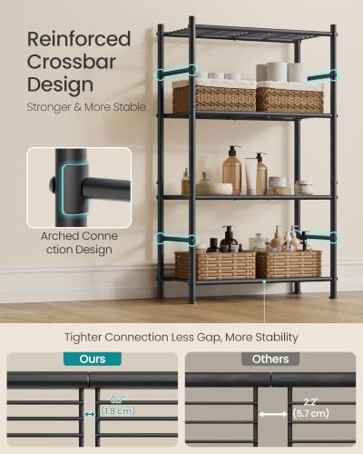 SONGMICS 4-Tier Storage Shelves, Steel Shelving Unit - size: 23.6"W, style: 4-Tier