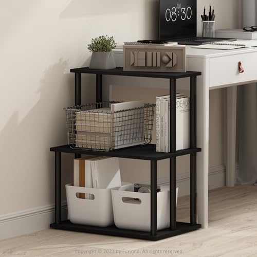 Furinno Turn-N-Tube 3-Tier Toolless Multipurpose Printer Stand Display Storage Shelf, Americano/Black - color: Americano/Black, size: 2-Tiers Storage