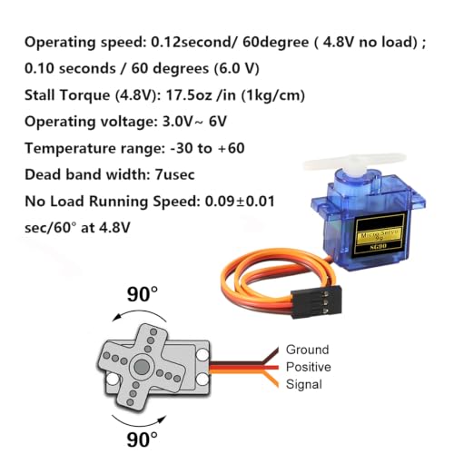 2Pack SG90 Micro Servo Motor 180 Degree 9G Gear Motor for RC Car Robot Helicopter Airplane Boat DIY Project Control
