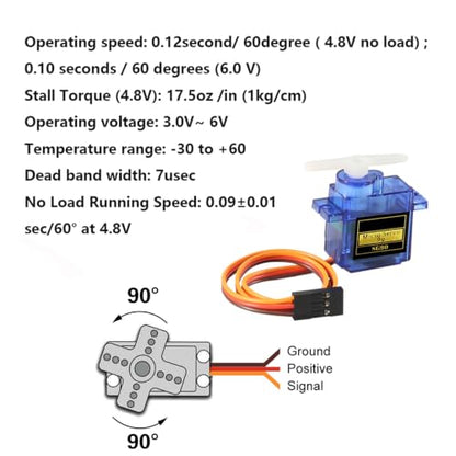 2Pack SG90 Micro Servo Motor 180 Degree 9G Gear Motor for RC Car Robot Helicopter Airplane Boat DIY Project Control