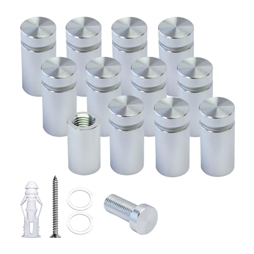 Pack of 12 Aluminum Standoff Screws Wall Sign Standoff Mounting Hardware Standoff Mounts for Acrylic Picture Frame (12, Silver, 1/2" x 3/4") - color: Silver, size: 1/2" x 3/4"