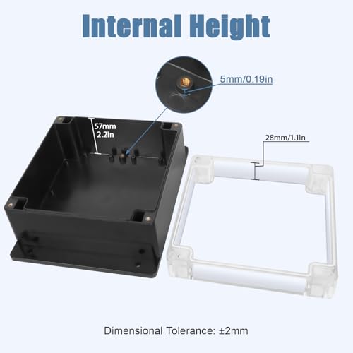 Project Box IP65 Waterproof ABS Plastic Electrical Junction Box with Clear Cover Enclosure with Fixed Ear, Black 6.1"x 6.1"x 3.4"(160x160x90mm)(Pack of 1) - color: 1 pack, size: 6.1"x 6.1"x 3.4"
