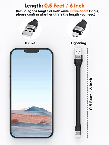 CableCreation iPhone Charging Cable, 15cm USB to Lightning Charging Cord - color: black